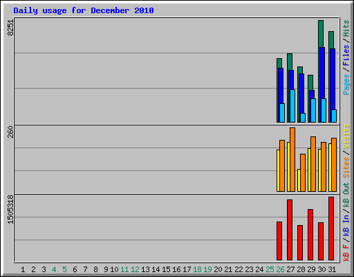 Daily usage for December 2010