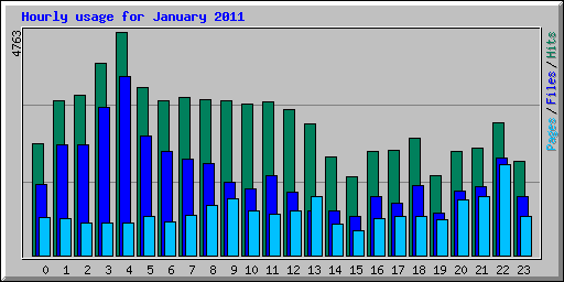 Hourly usage for January 2011